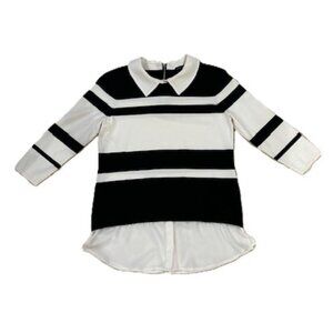 White House Black Market Mock Layer Striped Top - Size Small